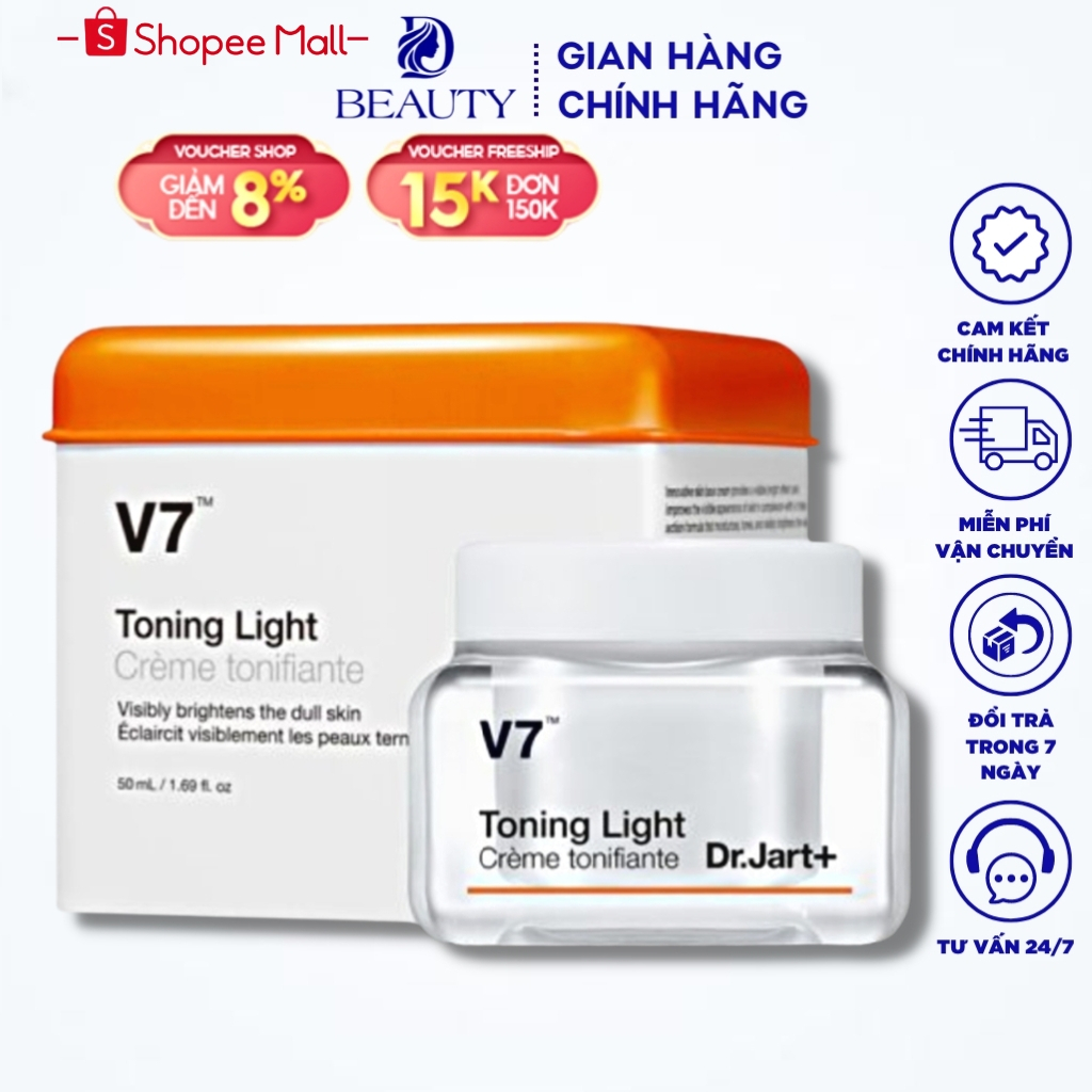 Kem Dưỡng Trắng Tái Tạo Da V7 Toning Light Dr.Jart+ Hàn Quốc 15ml - 50ml Chính Hãng trắng da bật tone tức thì