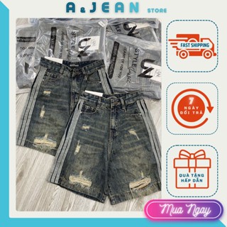 Quần jean đùi ngố rách sọc bên, quần short bò | A&JEAN STORE