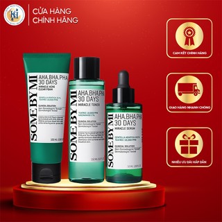 Combo Giảm Mụn, Làm Sạch Sâu Some By Mi AHA-BHA-PHA 30 Days Miracle (Sữa rửa mặt 100ml, Toner 150ml, Serum 50ml)