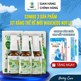 Com 3 hộp Xịt chống sâu răng thế hệ mới cho bé từ 1 tuổi Wavekids NoFLo chăm sóc bảo vệ răng miệng. Hương cam