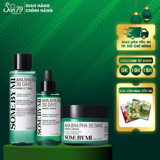 Combo Giảm Mụn "Thần Kỳ" SOME BY MI AHA-BHA-PHA 30 Days Miracle ( TONER + SERUM + CREAM)