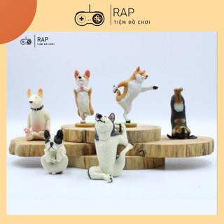Set 6 mô hình chó tập yoga dễ thương hài hước dùng để trang trí góc làm việc, ô tô - Ráp