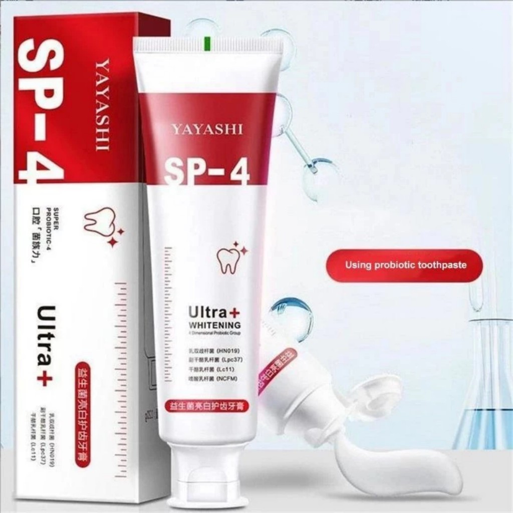 Kem Đánh Răng SP-4 Yayashi Ultra+ Whitening 120g Hỗ Trợ Trắng Sáng, Khử Mùi, Thơm Mát Super Probioti