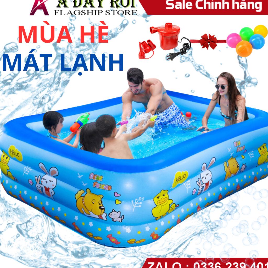 Bể Bơi Bốn Mùa Cho Bé 1m2-1m3-1m5-1m8-2m1, Đáy 2 Lớp Chống Trơn Trượt An Toàn Cho Bé