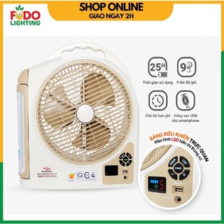 Quạt sạc tích điện Honjianda FL 223 25W tích hợp đèn led cổng USB chính hãng