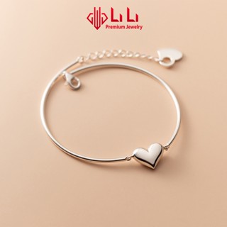 Vòng tay bạc nữ LiLi S925 cao cấp dạng kiềng trơn hình trái tim Jewel LILI_564762