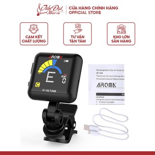 Tuner/ máy lên dây guitar, bass, ukulele...aroma at-102, kèm dây cáp sạc usb, màn hình màu