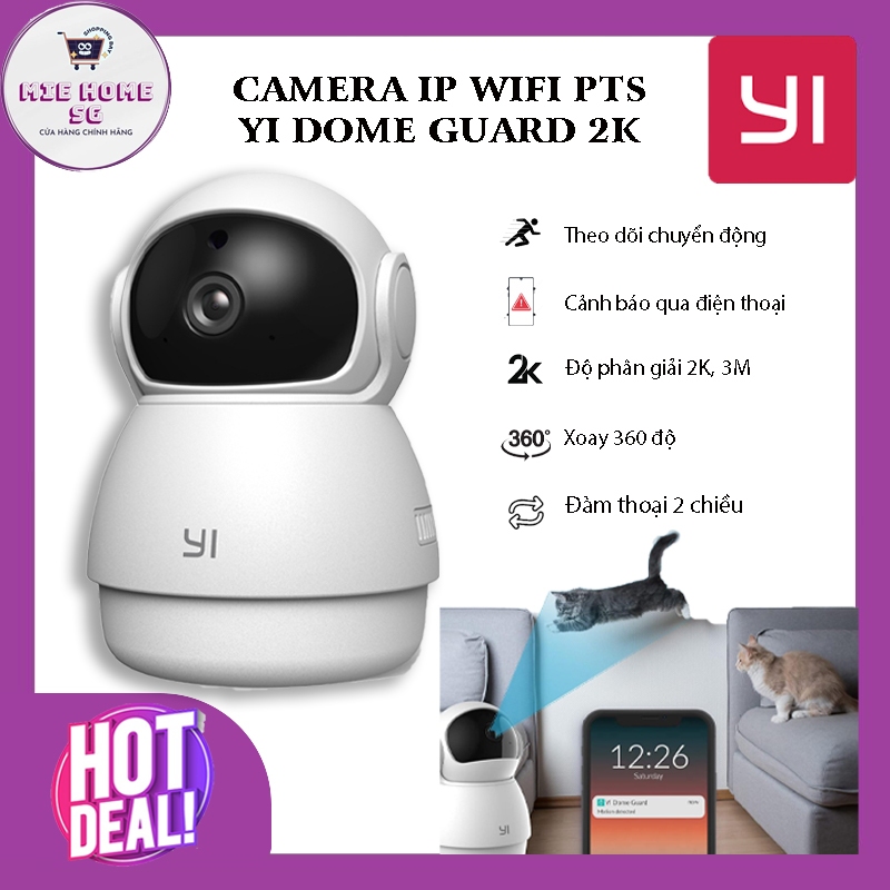 Camera Yi Home Pro 2K - Yi Dome Guard 2K, Camera An Ninh Sắc Nét 2K Đàm Thoại 2 Chiều Theo Dõi Chuyển Động