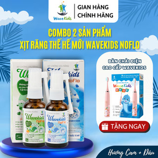 Combo 2 hộp Xịt răng wavekids Noflo ngăn ngừa sâu răng,sún răng, ố vàng  bảo vệ men răng, chai 30ml Vị dâu,cam