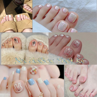 Set 24 móng úp giá rẻ, nailbox chân hot 2024 , móng chân mắt mèo nini nailbox thiết kế