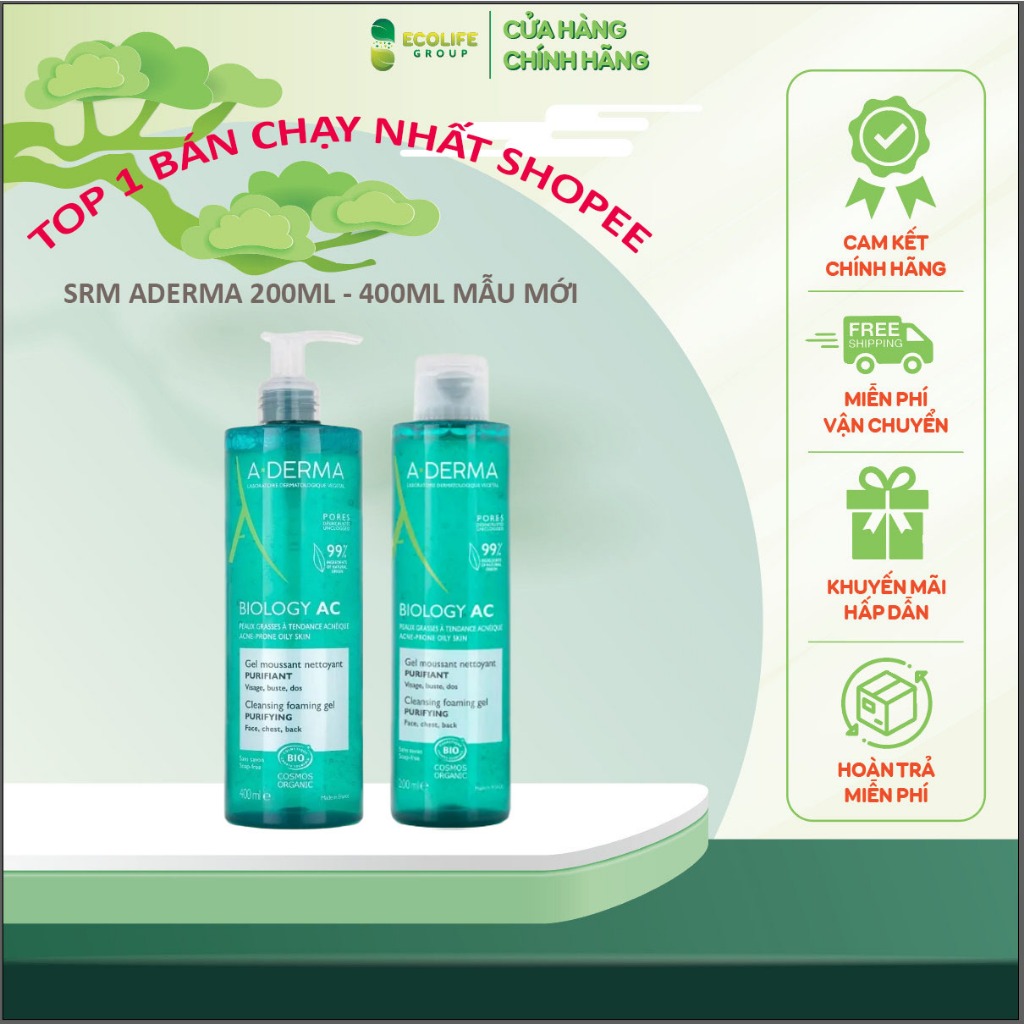 A-Derma Gel Moussant Purifiant Phys-Ac - Gel Rửa Mặt Cho Da Mụn, Nhạy Cảm