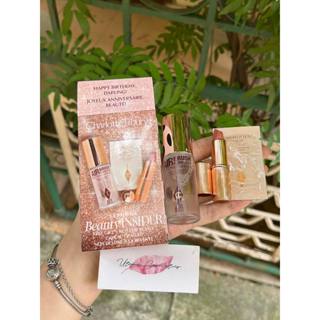 Set xịt khoá nền Charlotte Tilbury mini 15ml kèm son mini