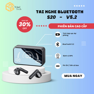 Tai Nghe Bluetooth S20 Nhét Tai Pin Trâu 2200mah, Có Micro Chống Thấm Nước, Màn Hình Led Hiển Thị Pin