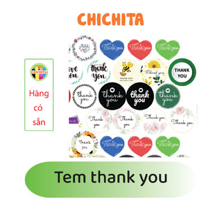 Tem dán chữ - Thank you - Chichita 3cm và 4cm Có sẵn