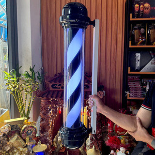 Đèn barber pole cao cấp 90x25cm trắng đen dành cho tiệm tóc bảo hành 12 tháng