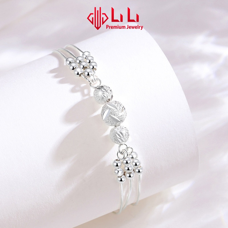 Lắc tay bạc nữ LiLi S999 cao cấp hình hạt tròn 3 tầng Fatima LILI_103537 | BigBuy360 - bigbuy360.vn