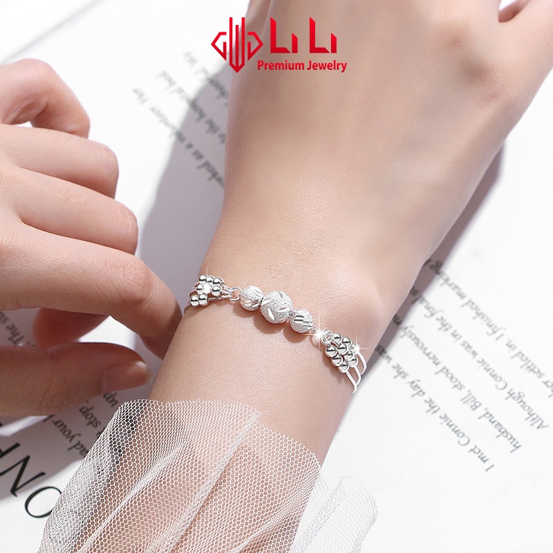 Lắc tay bạc nữ LiLi S999 cao cấp hình hạt tròn 3 tầng Fatima LILI_103537 | BigBuy360 - bigbuy360.vn