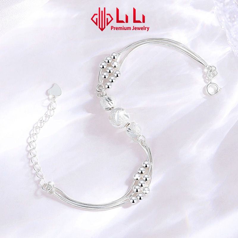 Lắc tay bạc nữ LiLi S999 cao cấp hình hạt tròn 3 tầng Fatima LILI_103537 | BigBuy360 - bigbuy360.vn