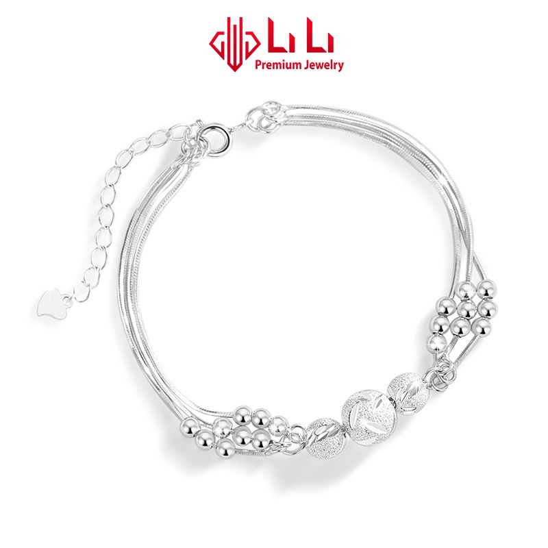 Lắc tay bạc nữ LiLi S999 cao cấp hình hạt tròn 3 tầng Fatima LILI_103537 | BigBuy360 - bigbuy360.vn