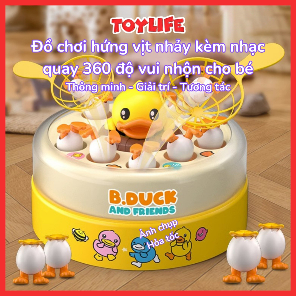 Đồ chơi hứng vịt nhảy kèm nhạc quay 360 độ vui nhộn trò chơi hứng vịt vàng thông minh máy bắn vịt luyện phản xạ TOYLIFE