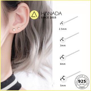 Bông Tai Bạc 925 HANADA Bi Tròn Trơn Đơn Giản Không Đá Nhiều Size Bi Trơn 0408 C8