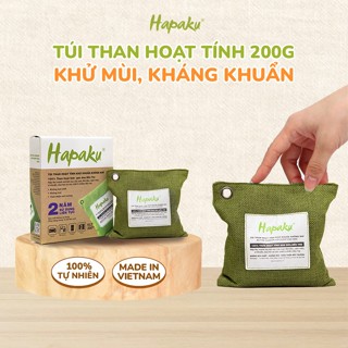  Túi Than Hoạt Tính Hapaku 200g - Khử Mùi Ô Tô Hút Mùi Tủ Lạnh Hút Ẩm Phòng 100% Gáo Dừa Bến Tre 