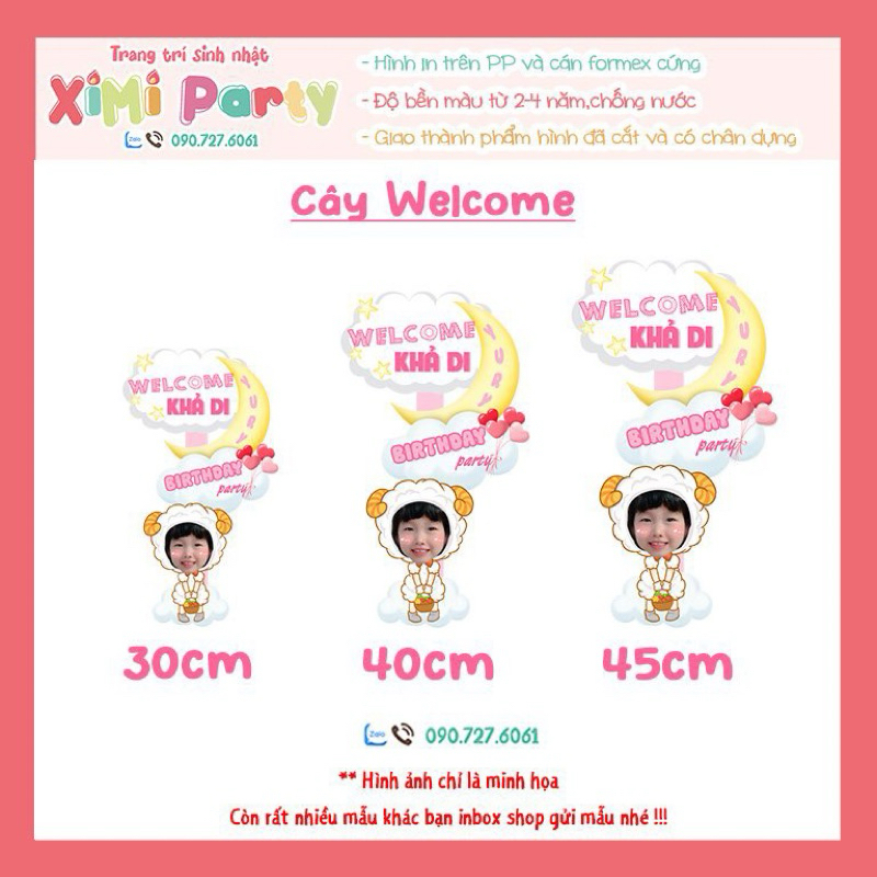 Cây welcome để bàn trang trí tiệc sinh nhật bé.