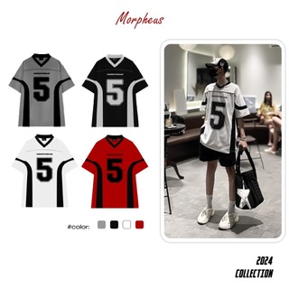 Áo Thun Phối Local Brand Morpheus, Áo Thun Cổ Tim, Phối Thể Thao, Unisex Nam Nữ, Form Rộng, Oversize