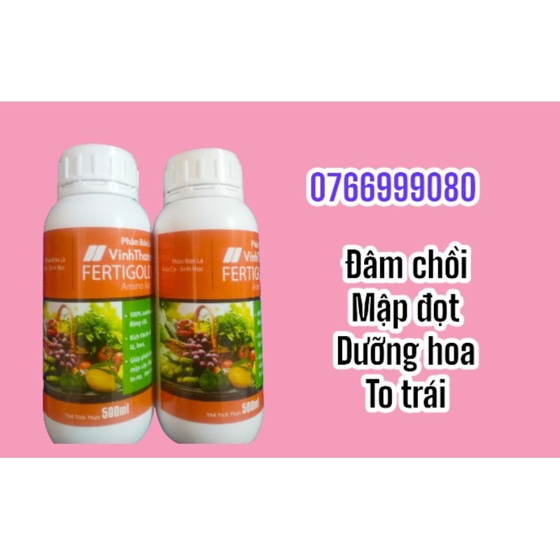 Phân bón lá Vinh Thanh Fertigold amino acid, 500ml, 100% amino acid động vật