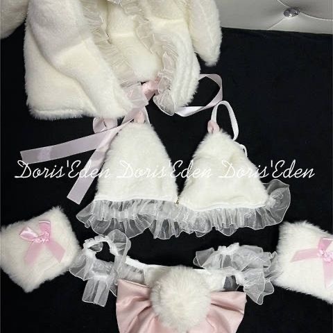 Bộ Đồ Lót Sexy Đam Mê Gợi Cảm Mix Lông Kèm Mũ Trùm Đầu Thỏ 6899  [CWEAR.SEXY_ĐỒ NGỦ & NỘI Y CAO CẤP]