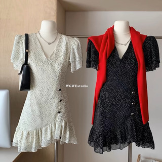 @ngow.studio Váy voan chấm bi dáng ngắn đính cúc chuẩn Tag Wgwe