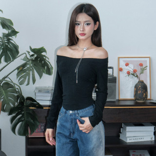 GLORIOUS Áo thun ôm body tay dài nữ hở lưng FANCY TOP chất liệu thun gân bản to dày dặn
