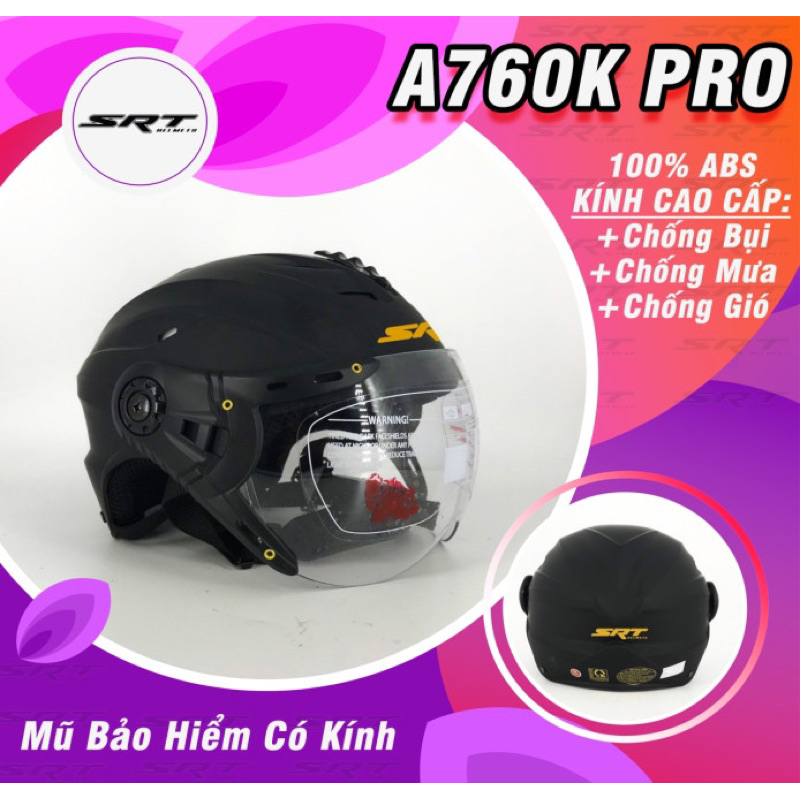 Mũ bảo hiểm 1/2 đầu có kính che GRT A760k