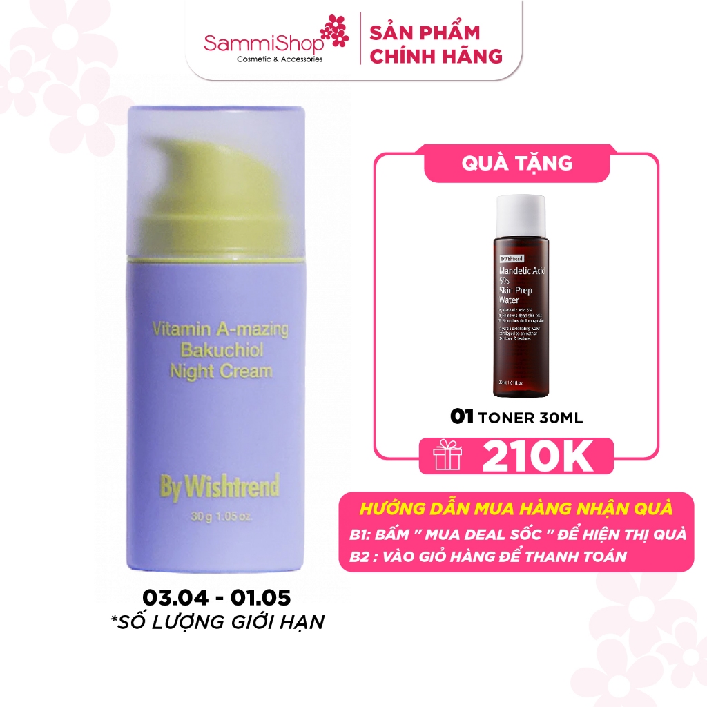 By Wishtrend Kem dưỡng da ban đêm Vitamin A-mazing Bakuchiol Night Cream 30g