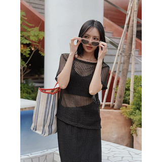 Set Crochet Diện Đi Biển Sexy Gợi Cảm Kem Set Trong