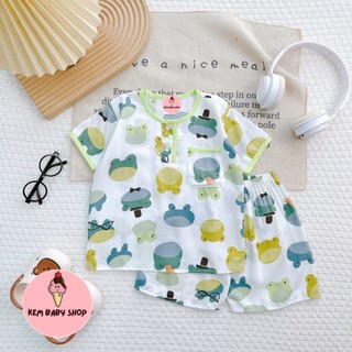 Đồ bộ tole/lanh đùi bé trai, bộ tole ngắn bé trai kem baby shop