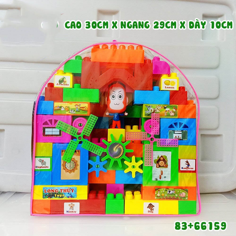 Đồ chơi balo lắp ráp lego nút lớn dành cho bé thích lắp ghép cho bé thoả sức khám phá sáng tạo, lego xếp hình