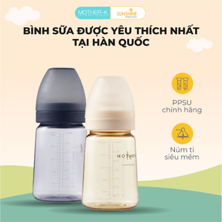 Bình sữa Mother-K nhựa PPSU cao cấp núm ti Silicone y tế 180ml