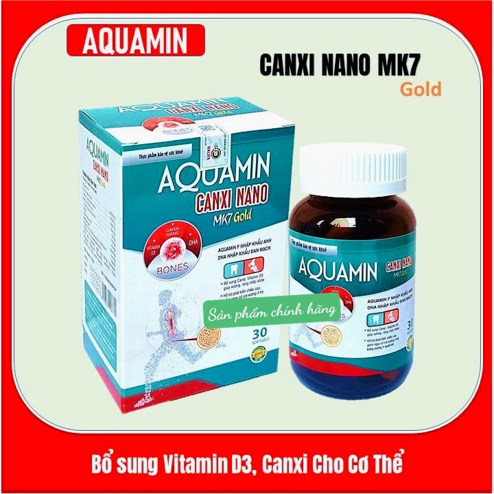 {CHÍNH HÃNG-DATE MỚI} Viên Uống Bổ Sung Canxi ,vitamin D3 Aquamin Canxi Nano MK7 Gold