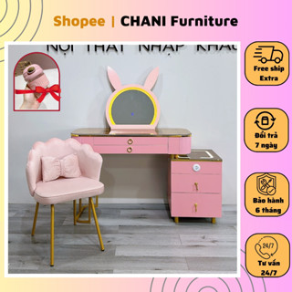 Bàn trang điểm, bàn phấn thông minh có tai thỏ có loa sạc hiện đại cao cấp đủ bộ gương và ghế - Mã TN23