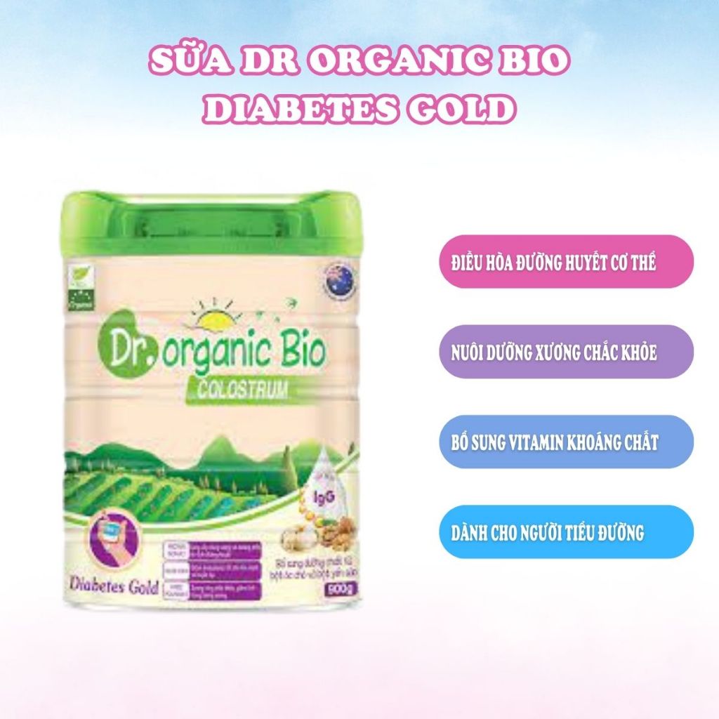 Sữa DR ORGANIC BIO Diabetes Gold Ổn Định Đường Huyết Hỗ Trợ Tiểu Đường Tốt Cho Hệ Tim Mạch 900g