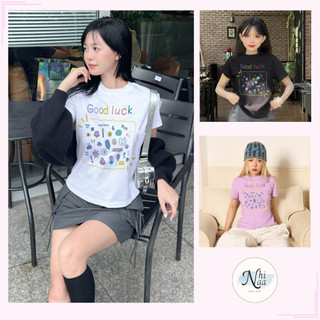 Áo Thun Baby Tee Nữ NhiNaa Store In Hình Icon Good Luck A51080