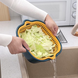 Set 6 rổ nhựa chữ nhật kèm chậu ráo nước 3 kích thước tiện lợi