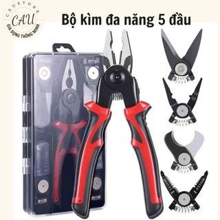 Bộ kìm đa năng ZIHA 5 đầu thay thế 5 trong 1 bằng thép hợp kim cao cấp, Bộ kìm điện, kìm cos, kìm cắt cáp, kìm tuốt dây