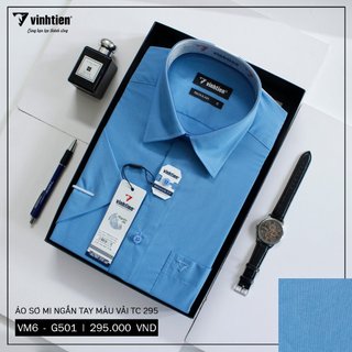 Áo Sơ Mi Ngắn Tay Màu Vải TC Regular Fit 295 Vĩnh Tiến - Vạt Bầu - VM6-G501
