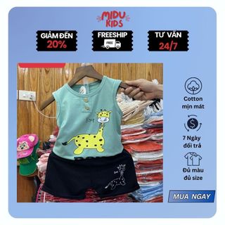 Quần áo trẻ em cho bé trai bộ Hươu cao cổ siêu ngộ nghĩnh cotton Hàn cao cấp mềm mịn mát nhà MiDukid
