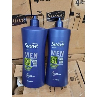 Sữa tắm gội xả suave men 3 in 1 citrus rush chai 828ml conditioner + bodywash