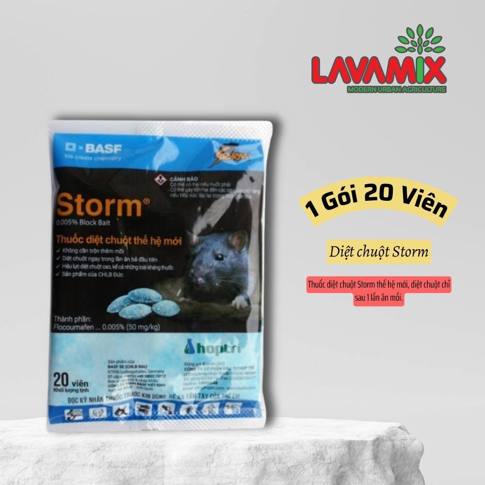 Thuốc Diệt Chuột Storm | gói 20 viên - Diệt chuột ngay lần ăn bả đầu tiên, không cần thêm mồi | Đất trồng cây Lavamix