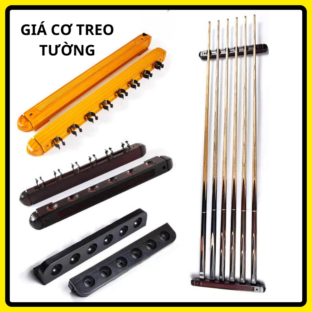 Giá Đỡ Cơ Bida - Dựng cơ Bi A Treo Tường 6 Lỗ Tiện Lợi