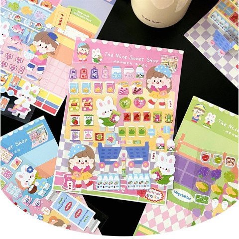 Sticker The nice sweet shop 1 tấm kèm theme dựng được thành siêu thị, cửa hàng siêu tiện lợi-shop Li